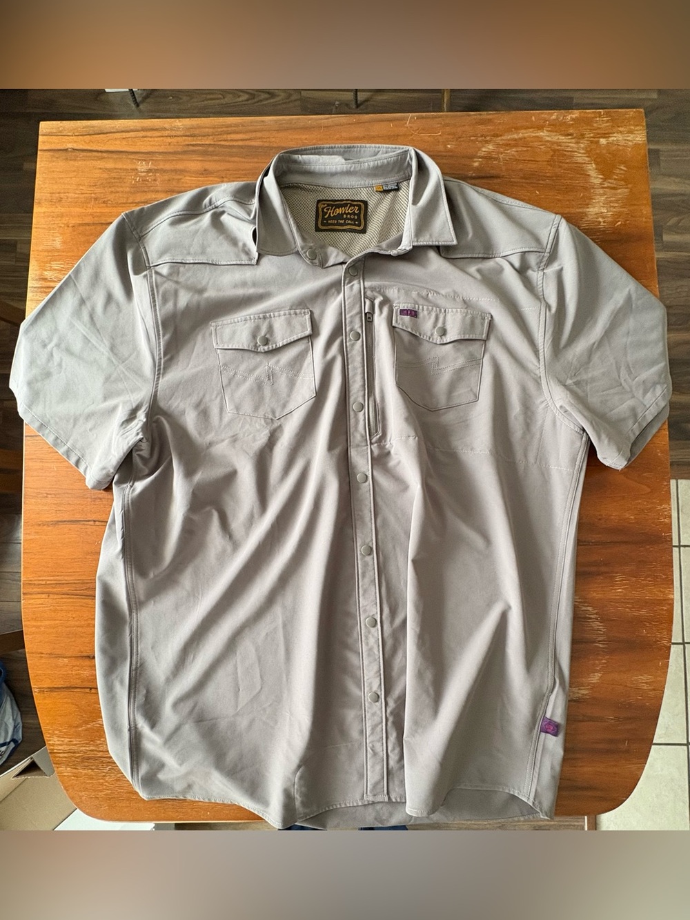 Howler Brothers Light Gray Short-Sleeve Button Down Shirt